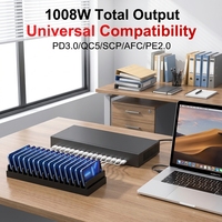 Station de charge USB-C Sipolar C-166PD 1008W à 16 ports avec une capacité de 16 ports USB-C, prend en charge la charge simultanée des ordinateurs portables et des téléphones (PD65W max)