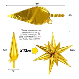 Decoración de fiesta Foil Explosion Star Shape Globos Mylar Spike Cone Star Burst Explode Starburst Globos - Product Image 5