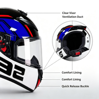 Casque de moto intégral 008-130 pour hommes et femmes, toutes saisons, casque de course de sécurité, accessoires modifiés, neuf