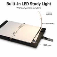Carnet de notes professionnel A5 avec recharge sans fil, lampe de lecture LED, emplacement pour carte intelligente, logo personnalisé, cadeau d'entreprise, 100 feuilles