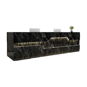 Linear Marble-Baked Painting Reception Desk Sleek Design Elegantly Crafted Linear Marble Baked Painting Reception Desk