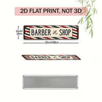 Letrero Metálico Vintage de Barbería con Diseño de Poste Rojo, Blanco y Azul