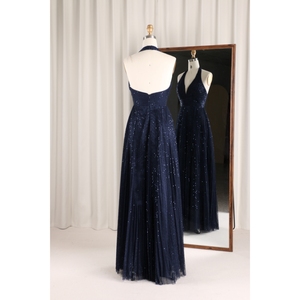 Toujours jolie <span class=keywords><strong>robe</strong></span> <span class=keywords><strong>de</strong></span> demoiselle d'honneur en Satin pour les femmes <span class=keywords><strong>soirée</strong></span> défilé noir paillettes brillant taille Empire Sexy dos nu plissé maternité - Product Image 3
