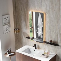Grand miroir rectangulaire mural en aluminium et verre, écologique, pour salon intérieur, avec étagère de présentation, design Art Déco