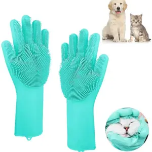 1 Pair Pet Grooming Cleaning Gloves Dog Cat Bathing Shampoo Brush C