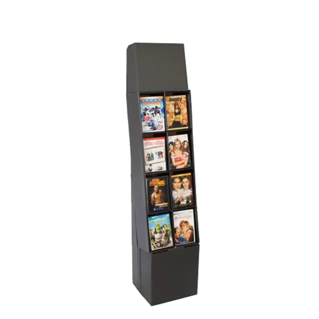 18 Years Factory Free Sample Custom CD Pocket Corrugated Floor Retail Magazine DVD Book Display Rack Stand Cardboard Display