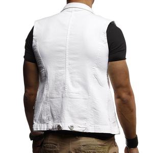 Chaleco vaquero de moda personalizado al por mayor para hombre, chaleco sin mangas rasgado, chaqueta vaquera para hombre, chaleco vaquero informal de corte ajustado para hombre - Product Image 5