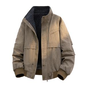 <span class=keywords><strong>M</strong></span>-4XL 男士秋冬新款飞行员夹克立领加厚双面穿街头服饰心形图案 - Product Image 1