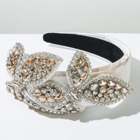 Bandeau en tissu imprimé éponge de mode coréenne Accessoires pour cheveux de haute qualité Luxueux Full Of Diamond butterfly Hairhoops