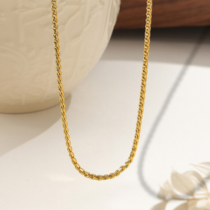 Kalung Rantai Tulang Ular Manik-manik Sederhana Grosir untuk Pria Wanita, Kalung dan Gelang Perhiasan Baja Anti Karat Emas Perak Polos Pendek - Product Image 2