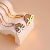 Collar Personalizado de Acero Inoxidable Chapado en Oro de 18K para Mujer, con Circonitas de Colores de Arcoíris, Regalo con Nombre Grabado