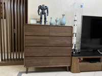 Commode à tiroirs moderne en bois massif marron pour salon et chambre à coucher, prix de gros usine