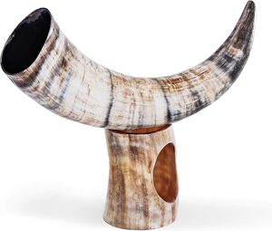 Handmade Viking <b>Drinking</b> Horn With <b>Stand</b> Natural Ox Horn Mug for Beer Wine Medieval Party Gift Item - Product Image 1