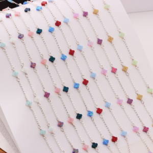 14K 골드필드/S925 실버 5mm 클로버 오팔 비즈 로로 체인 벨처 체인 DIY 영구 목걸이 팔찌 쥬얼리 제작용 - Product Image 4
