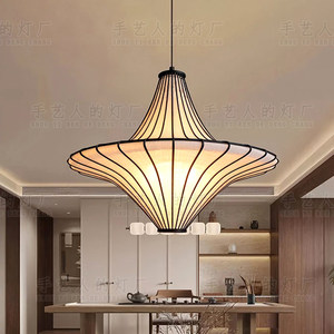 โคมไฟระย้าห้องนั่งเล่นสไตล์จีน ขนาด 80 ซม. 100 ซม. แบบ LED แสงวอร์ม ผ้าสีดำ ทรงกลม ขั้ว E27 หกหัว - Product Image 2