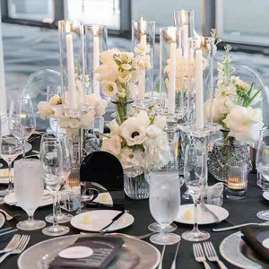 Portacandele a Colonna in Cristallo Trasparente Lucidato di Alta Qualità, Ecologico, per Matrimoni, Eventi Pasquali e Hotel - Product Image 5