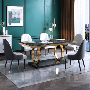 Luxus Marmor rechteckigen Esstisch Set moderne Esstische Esszimmer möbel Tisch und Stühle für Villa - Product Image 3