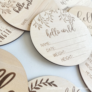 Cartes de développement mensuel en bois pour bébé, accessoires photo « Hello World » pour nouveau-né, disques d'annonce de naissance, souvenir de croissance mensuelle, décoration de chambre d'enfant - Product Image 4