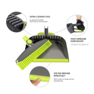 Balai rotatif en acier inoxydable avec brosses en plastique TPR, balai magique doux pour nettoyer les tapis et les sols, ensemble balai et pelle - Product Image 3