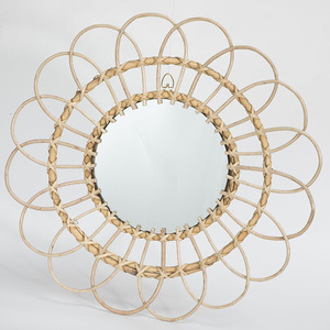 Specchio da Parete per Soggiorno, Cornice Rotonda <span class=keywords><strong>in</strong></span> Rattan Intrecciato a Forma di Girasole, Decorazione da Parete, Stile Vintage Francese Boho - Product Image 1