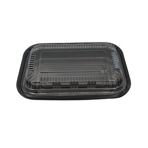 Boîte alimentaire rectangulaire en plastique plat avec couvercle JY-815, écologique, avec petites oreilles, boîte de rangement pour sushi rectangulaire - Product Image 1