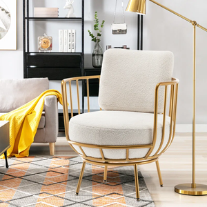 Offre Spéciale chaise occasionnelle moderne luxe nordique unique loisirs canapé Accent chaises velours métal baril <span class=keywords><strong>fauteuil</strong></span> pour salon - Product Image 6