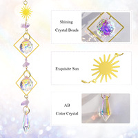 Penangkap Matahari Warna-warni Kristal Gantung Bulan Alami Kristal Suncatcher Dream Catcher Angin Berpadu Hiasan Dinding Jendela Dekorasi Taman