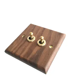 North American style solid wood old retro brass light switch 1gang3way wall sockets and switches uk