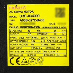 A06B-0272-B400 FANUC Motor Servo AC Original Probado, Piezas para CNC PLC - Product Image 2