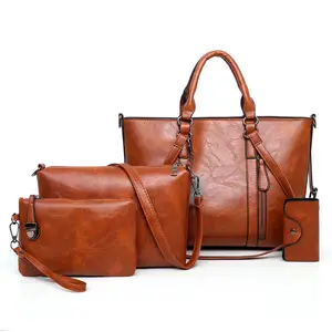 Custom Nieuwe Stijl Hoge Kwaliteit Luxe Merk Pu Materiaal Schouder Purse 4 Stuk Hand Tassen 4 Set Hand Tas Vrouwen handtas Set