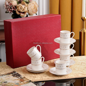 Hot Sale European Luxury gold-rimmed Circle Porcelain Tea Cup & Saucer Set for gift - Product Image 3