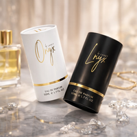 Boîte cylindrique personnalisée avec logo, recyclable, 50 ml, 100 ml, pour flacon de parfum, tube en papier imprimé avec estampage doré, pour emballage cadeau d'huiles essentielles