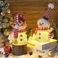 Muñeco de Nieve de Peluche con Luz Suave de 13 Pulgadas, Muñeco de Nieve Navideño de Peluche, Decoración Navideña para Mesa de Interior, Regalo