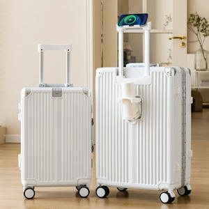 Maleta de Aluminio Yongsheng de 20 Pulgadas para Llevar a Bordo, Maleta de Viaje de 28 Pulgadas con Candado, Diseño de Rayas Blancas, para Viajes de Negocios - Product Image 2