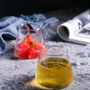 Tasse à vin en verre de whisky à haute teneur en borosilicate pour la maison tasse en verre transparent à paroi unique