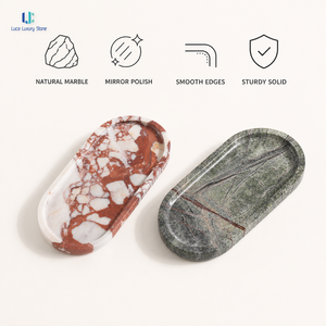 Conjunto de Bandejas de Joias em Mármore Oval Luca |   Organizador de Joias em Pedra Verde Floresta Tropical Rosso Lepanto Polido para Decoração de Mesa, Entrada e Banheiro - Product Image 5