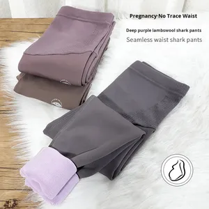 Winter Fashion Outerwear Maternity Pants Thickened Fleece Sharkskin Leggings High Elasticity Seamless Belly Support Warm - Product Image 4