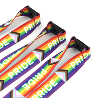 Tali Lanyard Polyester Pelangi LGBT, Stok Tersedia, Cetak Sublimasi, Warna-warni, Tali Lanyard Gay Pride