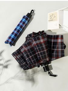 Factory Wholesale Business <b>Gifts</b> 10K Three-Fold Reverse Umbrella With a Plaid Pattern Business Rain and Sun Sunshade Umbrella - Product Image 5