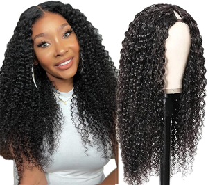 Nuovo V parte parrucca capelli umani ricci capelli grezzi sottile senza colla V parte parrucca/U parte parrucca si fondono con la propria attaccatura dei capelli - Product Image 1