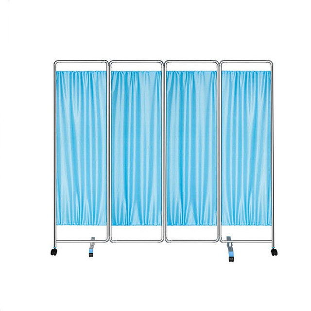 Factory Price Medical Mobile Stainless Steel 201 Blackout Folding Ward Screen Hospital Furniture Room Divider with Wheels