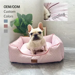Designer Durable Pink Summer Canvas Cooling Dog Bed Removable Cover Mat Pet Supplies