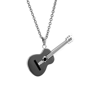 Collar con colgante de guitarra de acero de titanio pulido al por mayor para amantes de la música - Product Image 2