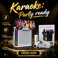 Machine de karaoké sans fil Bluetooth WJ-A928 avec deux microphones pour adultes, enfants, fêtes, bureau