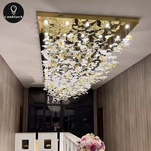 Modern LED Hand Blown Glass Pendant <strong>Light</strong> Crystal Design Indoor Art Decor for Hotel <strong>Featuring</strong> Maple Leaves Chandelier Lighting - Product Image 5