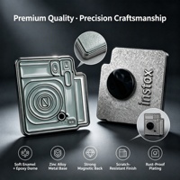 Op maat gemaakte koelkastmagneet van zinklegering, instant camera design, vintage stijl, zacht emaille epoxy dome, sterke magnetische achterkant, cadeau, op maat gemaakt