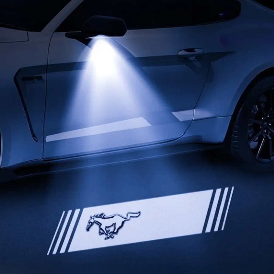 Luz universal para carpete e espelho retrovisor, luz de projeção para Ford Mustang
