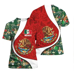 Retro Aztec Mexico T-Shirts New Design Men's Clothing Support Dropship Service Man T Shirts Customized Logo/Image Crew Neck Tops