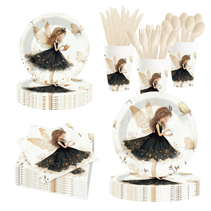 Vajilla Personalizada DAMAI con Temática de Hadas, Platos, Vasos y Servilletas de Papel para Fiesta de Cumpleaños de Niña, Juego de Vajilla de Papel - Product Image 5