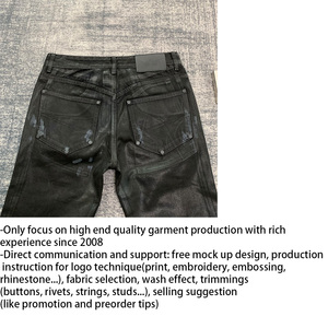 DENIMGUYS Jeans <span class=keywords><strong>de</strong></span> Mezclilla Ajustados y Acampanados para <span class=keywords><strong>Hombre</strong></span>, Estilo Vintage, Recubiertos <span class=keywords><strong>de</strong></span> Cera Negra, Personalizados al por Mayor - Product Image 5